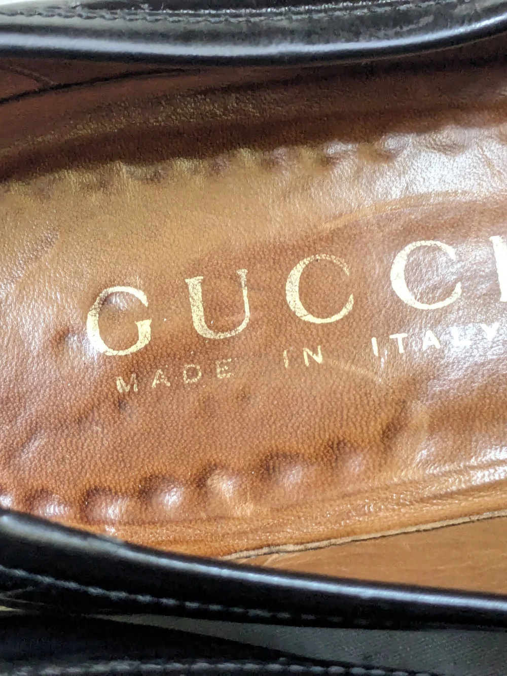 Gucci Men's Black Leather Horsebit Loafers US 10.5 Rubber